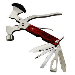 boosty Boosty® Silver Stainless Steel 10 in 1 Multi-Functional Pocket Hand Tool Set (Axe Hammer, Hatchet, Wrench, Cutter and More) (10 in 1 Axe Hammer Tool) image 1
