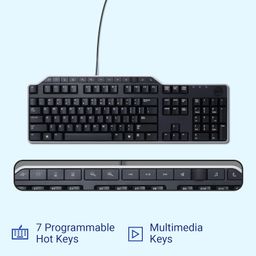 Dell KB522 Business Wired Keyboard, Quiet Acoustics, 7 Programmable Hot Keys, Multimedia Keys, Two USB Ports for Expanded Connectivity, Spill-Resistant & with Palm Rest - Black image 2