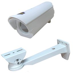 Bectro Combo of PVC Enclosure & 11" Heavy Iron-Metal Mounting Bracket for Outdoor Bullet Camera, Compatible with 1MP to 5MP Resolution CCTV Camera, Waterproof/Dustproof/Rainproof image 1