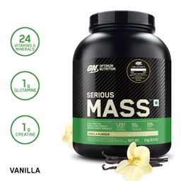 Optimum Nutrition (ON) Serious Mass High Protein High Calorie Weight Gainer Powder - 3 kg (Vanilla) with Vitamins and Minerals, Suitable for Vegetarians image 3