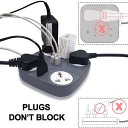 ADDMAX Extension Cord with USB Port – 10 Amp 220V-50/60Hz [6 Socket Outlet with 2 ] [Fire Flame Proof] [USB Charging Port][1.8 Meter Cord] Multi Plug Extension Board for Home Office (Grey) image 4