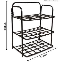 qbpatzwq Durable Plastic & Metal Shoe Rack - 3-Tier Stackable Organizer for Home, Closet & Entryway, Holds Up to 9 Pairs of Shoes, Easy Assembly, Space-Saving Design image 2