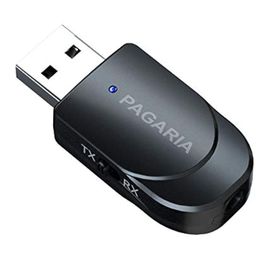Pagaria 2 in 1 Bluetooth 5.0 Transmitter Receiver 3.5mm Stereo Audio Adapter with Mic, Easy Slide Switch Mode, Model: KN330 image 1