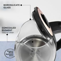 Prestige PKGB 1.8 Litre Electric Glass Kettle| LED Power Indicator| Borosilicate Glass| Automatic Power Cut-Off| Concealed Element| 360 Degree Swivel| Cool Touch Handle image 5