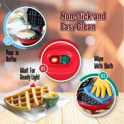 reenta Mini Waffle Maker Machine 3-in-1 – 350W Electric Pancake & Dessert Maker with Non-Stick Plates – 4 Inch Breakfast Waffle Iron for Quick Snacks image 2