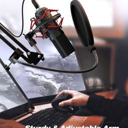 Fifine USB Gaming Microphone Set with Flexible Arm Stand Pop Filter, Plug and Play with PC Desktop Laptop Computer, Streaming Podcast Mic Kit for Home Studio (T732), Black image 4