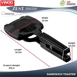 Vinod Zest Non-Stick Grill Toaster, Medium, Multicolour, 1000 w image 2