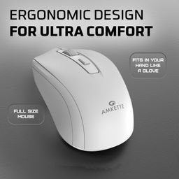 Amkette Hush Pro Astra Wireless Mouse with Advance 2.4 Ghz Connectivity, Silent Switch, Ergonomic Design, High Precision 3 DPI Settings, Mouse On/Off Switch, Smart Auto Sleep Function (White) image 2