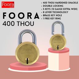 Foora Same Key Lock 400 Thou Gold Padlock - Heavy Duty, Double Locking, Hardened Shackle, 8 Lever Mechanism, 65mm (2 Locks Open with Single Key) - Perfect for Home, Door, Gate, and Shutter Security image 3