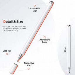 Dyazo Aluminium Fine Point Stylus Pen with Spare Disk for Touch Screens Devices, Compatible with iPad/iPhone/X/XR, Amazon Kindle and All Android/iOS Smart Phones and Tablets (White) image 4
