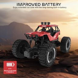 ELECTROBOTIC Remote Control Mud Master 4.0 | Rechargeable Off-Road RC Car with 4-Wheel Drive, C-Type USB Charging & Durable Build | High-Speed Stunt Car for Kids & Adults | Red Off-Roader Toy image 3