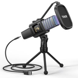 TONOR RGB USB Microphone, Cardioid Condenser Computer PC Mic with Tripod Stand, Pop Filter, Shock Mount for Gaming, Streaming, Podcasting, YouTube, Twitch, Compatible with Laptop Desktop,TC30 with RGB image 1