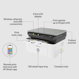 HP Laserjet 1188nw WiFi Monochrome Printer, Print Copy Scan, Compact Design, Reliable and Fast Printing, Network Support,White image 5