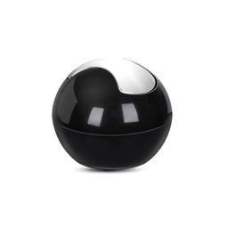 Jaypee Plus Counter Top Bin Plastic Dustbin with Chrome Finish Swivel Top |Light Weight Compact and Stylish Waste Bin for Home and Office Desk |Black image 1
