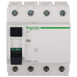 schneider electric SCHNEIDER 63AMP 4POLE 30MA RCCB RESIDUAL CURRENT CIRCUIT BREAKER image 1