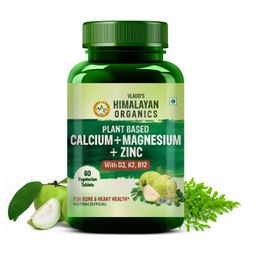 Vlado’s Himalayan Organics Plant Based Calcium Magnesium + Zinc | Vitamin D3+k2 Supplement For Stronger Bones | Boost Immunity | Healthy Heart | Muscle Growth - 60 Veg Tablets image 1