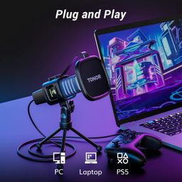 TONOR RGB USB Microphone, Cardioid Condenser Computer PC Mic with Tripod Stand, Pop Filter, Shock Mount for Gaming, Streaming, Podcasting, YouTube, Twitch, Compatible with Laptop Desktop,TC30 with RGB image 2