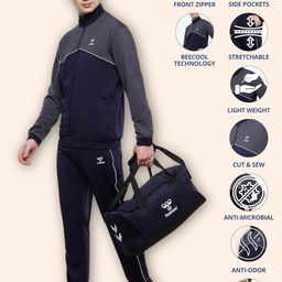 hummel Sladie Men's All weather Regular Fit Track Suit with Zipper and Pockets Comfortable Breathable Stretchable Soft Fabric For Everyday Use Ideal for Gym Training or Running Loungwear image 5