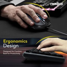 FRONTECH Wired Keyboard and Mouse Combo | Membrane Keys with Retractable Stands | USB Plug & Play | Ergonomic & Comfortable Design | 1 Year Warranty (KB-0012, Black) image 3