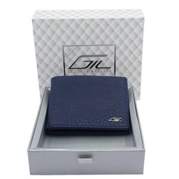 gil Genuine Leather Bifold Wallet for Men – Premium Full-Grain Leather with RFID Blocking, Stylish Blue Stitching, Slim and Durable Design, Ideal Card Holder for Everyday Use, Elegant and Secure Gift. image 5