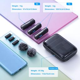 Boya BOYALINK Wireless Microphone for iPhone/Android/Camera/DSLR Vlogging, All-in-One Dual Wireless Noise Cancellation Mic System with 100m Range, Charging Case with 30H Battery Backup for Youtubers image 2