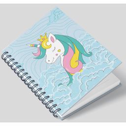 AccuPrints wiro Hard bound Size -A5 (6 by 9 inch) Notebook Diary Ruled 200 pages-Notebook Diary Parent (Blue Unicorn Wiro) image 2