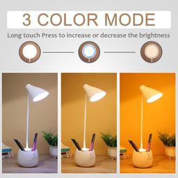 al-afandi Rechargeable Dual LED Desk Lamp for Study with 3 Color Modes, USB Charging, Touch Control, Mobile & Pen Holder, Adjustable Gooseneck, Eye Protection Table Lamp for Students image 2