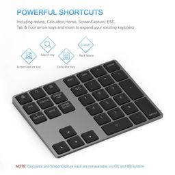 LEKVEY Bluetooth Number Pad, Lekvey Aluminum Rechargeable Numeric Keypad Slim 34-Keys External Numpad Keyboard Data Entry Compatible for MacBook , MacBook Air/Pro, iMac Windows Laptop Surface Pro image 4