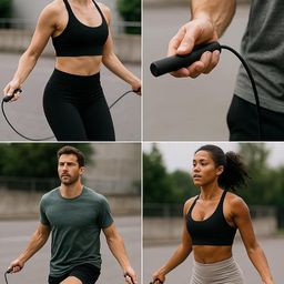 TRUEREVO Adjustable Length Skipping Rope With Light Handle & Thumb Support image 3