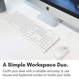 macally 103 Key Full-Size USB Wired Keyboard with Short-Cut Keys and 3 Button USB Optical Mouse Combo for Mac and Windows PC image 2