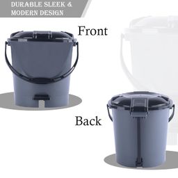 Kuber Industries 7 Ltr Plastic Dustbin for Home with Pedal, Lid & Handle | Dustbin for Kitchen, Bathroom & Office | Garbage Bin for Wet or Dry Waste | Check Dhakkan- Grey & Black image 5