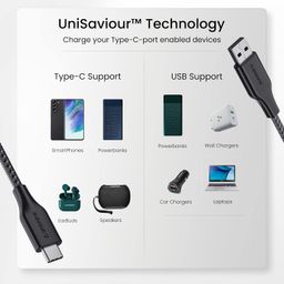Ambrane Braided Type C Cable (Pack Of 2) Unbreakable 3A Fast Charging 1.5M For Smartphones,Tablets,Laptops & Other Type C Devices,Pd Technology,480Mbps Data Sync,Quick Charge 3.0 (Rct-15 Combo)-Black image 5