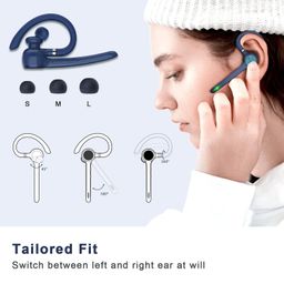heibas Bluetooth Headset, Wireless Bluetooth Earpiece with 500mAh Charging Case 72 Hours Talking Time Built-in Microphone for iOS Android Cell Phone, Hand-Free Headphones for Trucker, Office(Blue) image 5