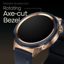 Noise Newly Launched Halo 2 Smart Watch 1st Ever Functional Rotating Dial (Axe-Cut Bezel), 1.43" AMOLED, Stainless Steel Build, Custom Transition Effects, BT Calling, Health Suite (Gold Blue) image 3