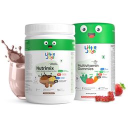 Little Joys Immunity Boosting Kit | 2-6 years | For 2X Immunity & Growth | With Ragi, Bajra, Vitamin A, C, D3, B12, Zinc & DHA | With Nutrimix (350g) & Multivitamin Gummies (30N) image 1