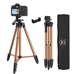 techmaven Copper Tripod Stand (41cm-134CM) | 360° Rotation 3 Way Tilt | Mobile Tripod for DSLR, Camera, GoPro, Smartphones & Ringlight | Lightweight Tripod with Phone Stand Holder & Carry Bag image 1