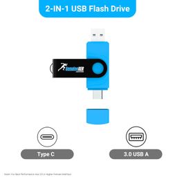 GenuineXER Premium 2-in-1 Stylish 32GB Flash Drive Type C Pendrive | 3.0 Swivel Dual OTG Pendrive | Compatible with Smartphones/Tablets/PC/Laptop (Blue, 32GB) image 2