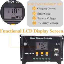 REES52 PWM Solar Charge Controller 12V 10A Waterproof, PWM Negative Ground Solar Charge Controller 12V/24V with LCD Display for AGM, Gel, Flooded and Lithium Battery image 5