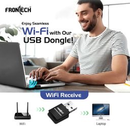 FRONTECH WiFi Dongle 300 Mbps Mini Wireless Network USB Wi-Fi Adapter for PC, Desktop, Laptop | Advanced WPA/WPA2 Security Standards, (0842, Black) image 4