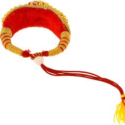 rozy style Gold Traditional Golden Rajasthani Padmavati Baju bandh/Armlet Set/Bajuband/Bajubandh With Loom In And Minakari With latkan For Women And Girls(Pack of 2 Piece) image 4
