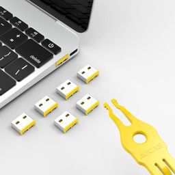AUCAS USB Port Blocker - Pack of 10 with 1 Key, Yellow image 2