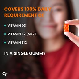 Carbamide Forte Vitamin D3 K2 MK7 & Vitamin B12 Gummies | Vitamin B12 supplements | vitamin K2 mk7, Vitamin D3 supplement & b12 vitamin for Women, Men & Kids | Mango Flavoured - 60 Veg Gummies image 4