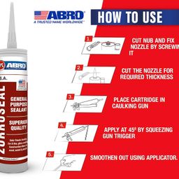 abro General Purpose Clear Silicone Sealant Adhesive Caulk with DIY GUN, Paintable, Weatherproof for General Sealing & Adhesion Application. image 5