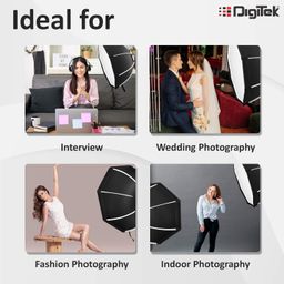 digitek DIGITEK® (DSBH-055) 55cm Octa Soft Box Kit with S2 Type Bracket, 2 White Diffuser, Silver Particle Baffle & Collapsible Nylon Cover, Compatible with All Speedlights (Carry Case Included) image 3