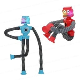 FunBlast Flexible Fighting Robots Toy with Light - Pack of 2; Interactive Toy Set with Bendable Arms & Suction Feet - Fun Battling Game for Kids & Adults (Blue-Red) image 1