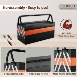 Buildskill 18" Metal tool box for home | 5-Cabinet tools box kit | Rust resistant | Sturdy | Round handle | Secure lock | Garage tool box empty | DIY | Repair toolbox | Ideal for home use image 5