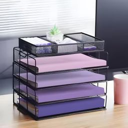 The Better Home 4 Tier Office Files Storage Organiser | Multipurpose Storage Rack For Office, Reception Table | Desk Accessories Durable Metal Mesh Design image 1
