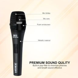 Hawk Proaudio HM 10 Handheld Dynamic Cardioid Wired Mic for Live, Recording, Speech with mic Holder and Pouch with ON/Off Switch, (Mic Cable Not Included) image 3
