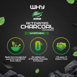 DABUR Herb'L Activated Charcoal Toothpaste-240G (120Gx2,Pack Of 2)|Black Gel Toothpaste|Whitening |Fluoride Free|Fights Plaque&Extrinsic Stains|With Power Of Mint|Cool&Refreshing Mouth Experience image 3