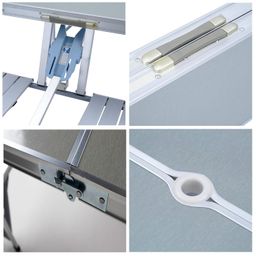 Unique Empire Aluminium Portable Folding Picnic Table & Chairs Set Without Umbrella/Picnic Table Without Umbrella Foldable Dining Table With Chairs Folding Table - Silver image 4